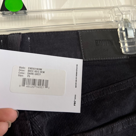 Edwin Corduroy Dark Grey Jeans - Picture 4 of 7